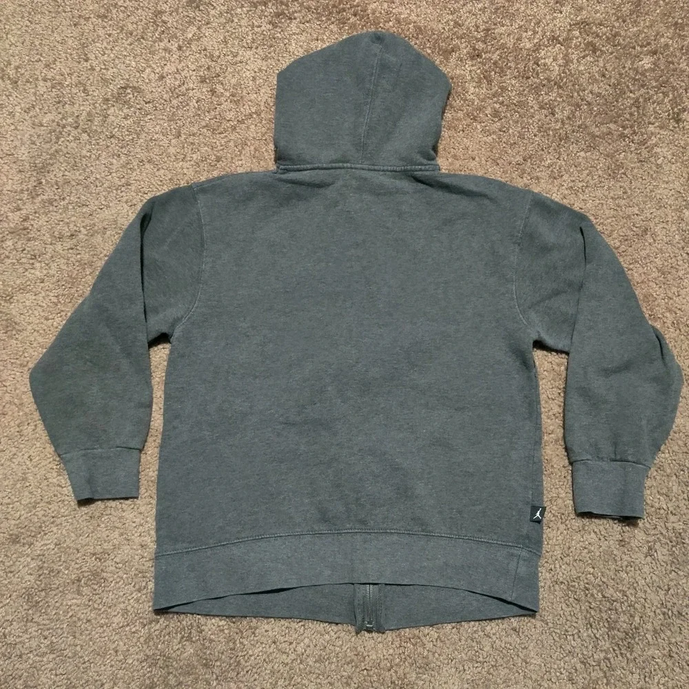 Nike Jordan Jacket Boys Kids Size‎ Medium Gray Green Full Zip Hoodie Sweatshirt